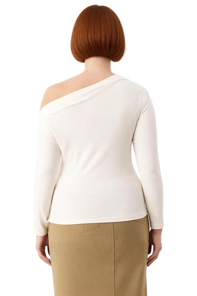 PayBuy Women's Viscose Rib Knit Blouse Asymmetrical Neckline Cool & Comfort Style Spring Autumn Casual