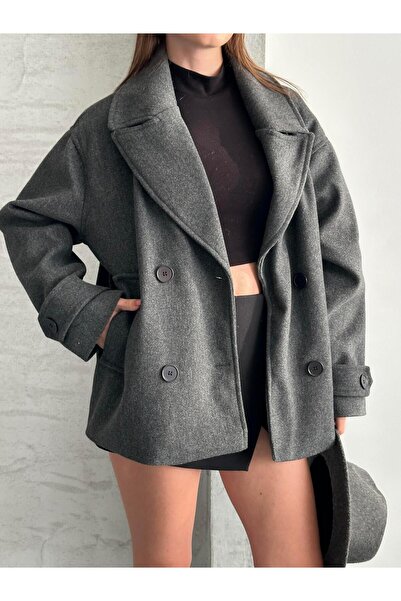 FERZOLAİO Oversized Anthracite Blazer Coat