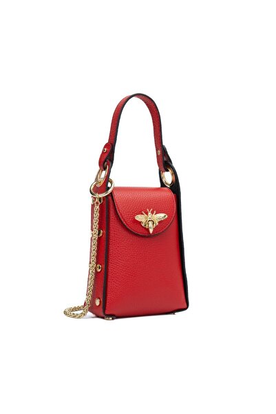 Posete Fagaras Lia Leather Purse - Red, 1 Compartment, Adjustable Strap max. ...