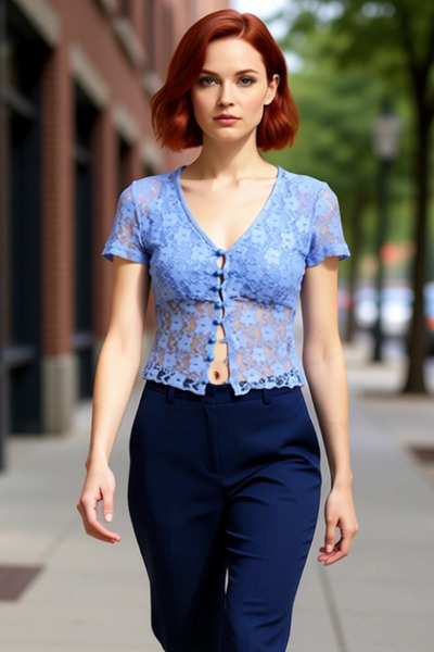 PayBuy Lace V Neck Fitted Blouse Summer Elegance Quality Craftsmanship Comfortable Cutout Comfortable and Stylish