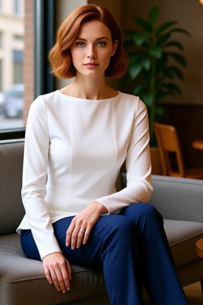 PayBuy Women's Peplum Cut Boat Neck Long Sleeve Knitted Blouse Quality Stylish Comfortable Modern Elegant Casual