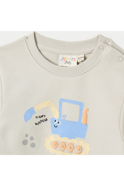 Juniors Graphic Print Crew Neck Sweatshirt with Long Sleeves