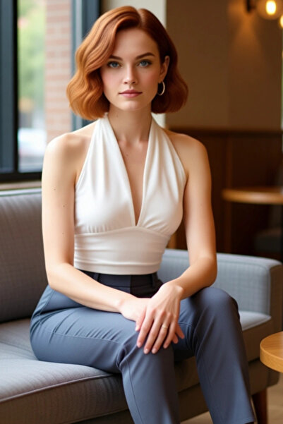 PayBuy Stylish Halter Neck Sleeveless Knitted Blouse Long Lasting Modern Style for Daily Wear