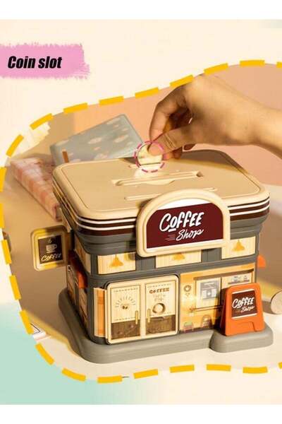 Generic Kids DIY Piggy Bank - Large Capacity Street View Design, Home Decoration with Key