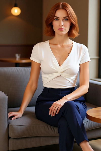 PayBuy V-Neck Short-Sleeved Sandy Woven Knitted Blouse Perfect Fit Comfortable and Stylish Carefully Selected Long-Lasting