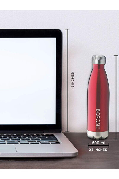 Borosil Vacuum Bolt Bottle Red 500ml