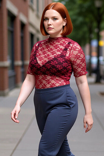 PayBuy Bluză cu guler înalt cu detalii din tul pentru femei din material subț...