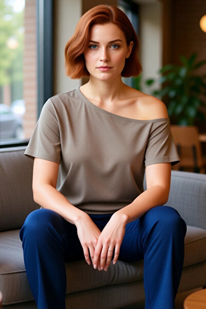 PayBuy Women's Black Asymmetric Collar 100% Cotton Short Sleeve Knitted Blouse for Daily Stylish and Comfortable Use