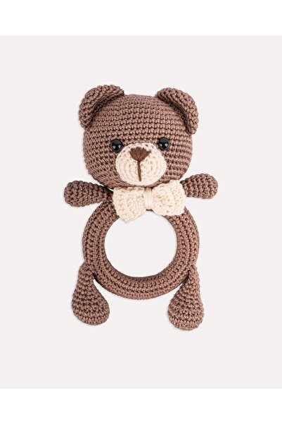 Hoogie Benny Bear Ayıcık Amigurumi Doğal Ahşap Organik Pamuk Çıngırak Oyuncak