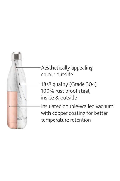 Borosil Vacuum Bolt Marble Bottle-750ml