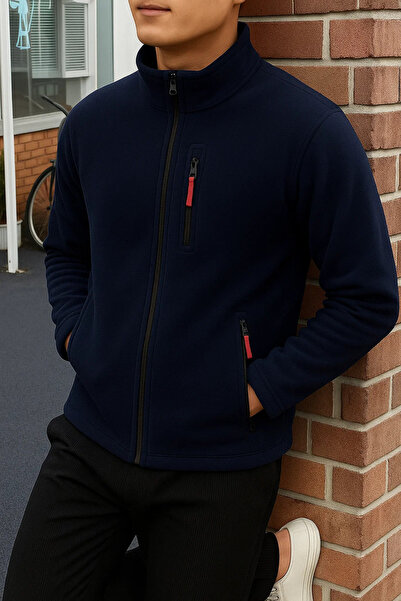 COMBİNE MİCHAİL Ανδρικό Comfort Fit Άνετο Χοντρό Μπλε Φλις