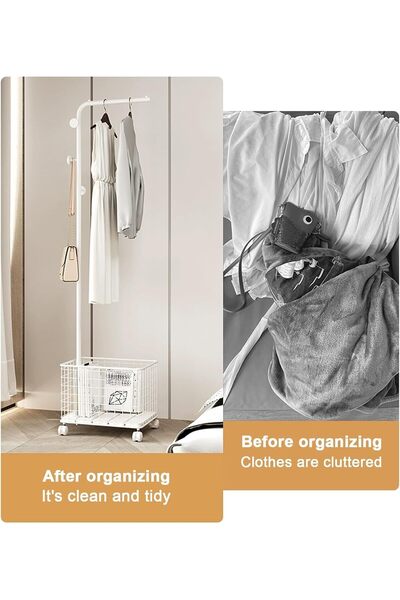 Gogoya modern freestanding metal coat rack with natural marble base, 1.7 m height, 5 hooks