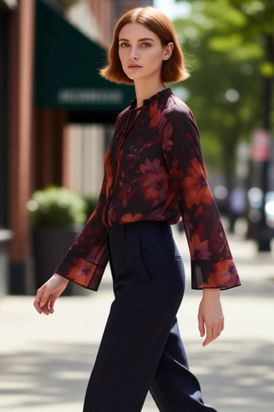 PayBuy Bluză cu model supradimensionat pentru femei guler rotund cu mânecă lu...