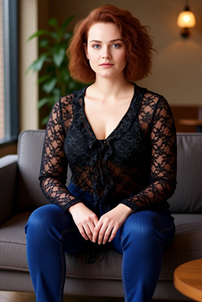 PayBuy Women's V-Neck Lace Detailed Long Sleeve Knitted Blouse Quality Stylish Comfortable Modern Elegant Daily