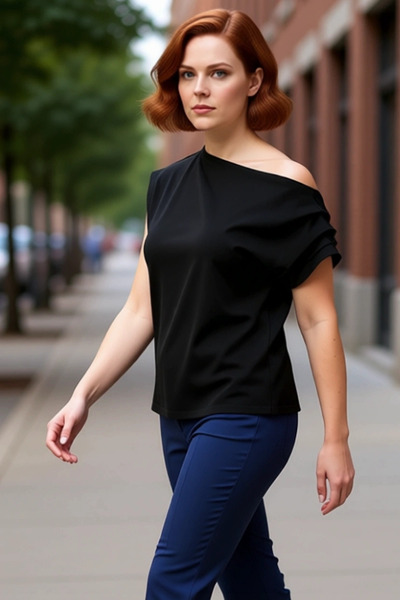 PayBuy Bluză pentru femei cu guler asimetric din material subțire Eleganță și...