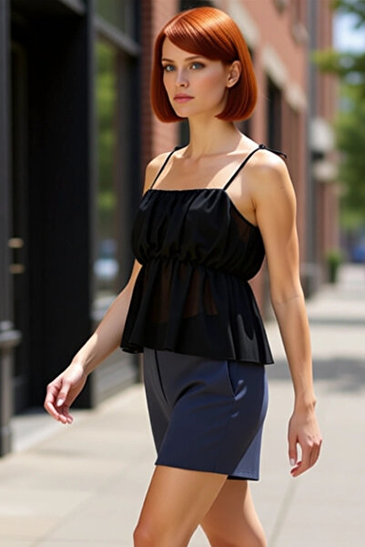 PayBuy Bluză din șifon cu bretele basic Regular Fit Summer Confortabil Potriv...