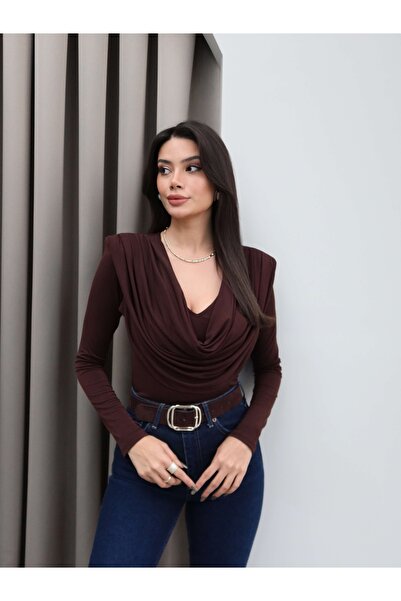 ESRAHELVACI Long Sleeve Blouse with Front Draping