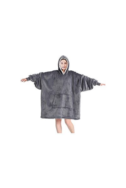 zola Hooded sweatshirt with sleeves, warm and fluffy, spacious pocket, gray