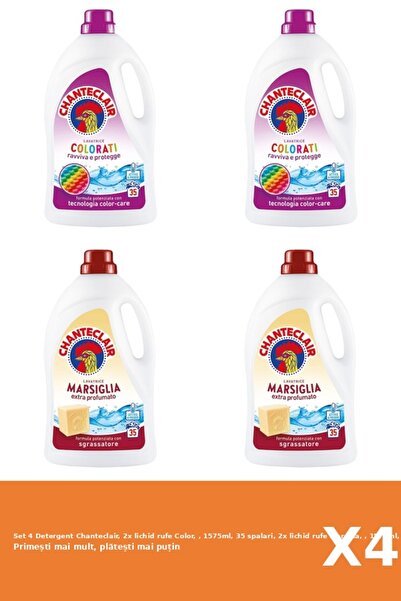Chanteclair Set 4 Detergent Chanteclair, 2x lichid rufe Color, , 1575ml, 35 spalari, 2x lichid rufe Marsilia, ,