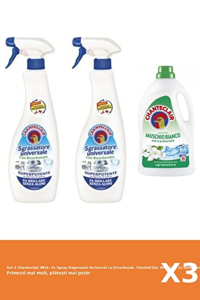 Chanteclair Set 3 Mixt: 2x Spray Degresant Universal cu bicarbonat, ChanteCla...