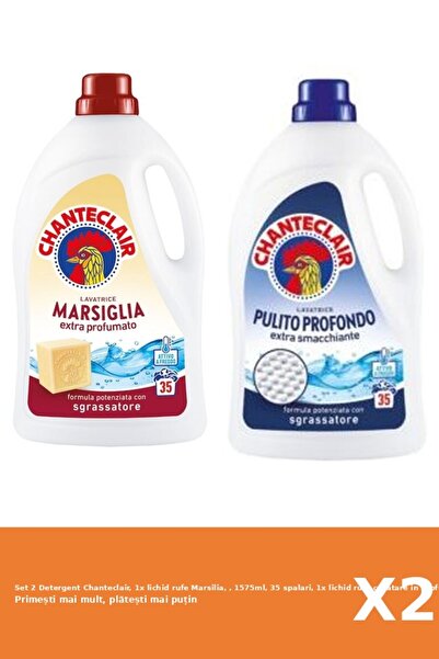 Chanteclair Set 2 Detergent Chanteclair, 1x lichid rufe Marsilia, , 1575ml, 3...