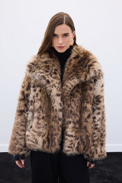 Sateen Leopar Desenli Kürk - Leopar