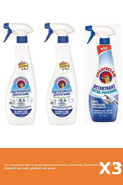 Chanteclair Set 3 Mixt: 2x Spray Degresant Universal cu bicarbonat, ChanteCla...