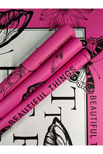 ÇINARASYADAHOME ورق تغليف فني على شكل فراشة باللونين الأسود والأبيض وخلفية باللون الفوشيا وباقات فنية وتغليف هدايا 57x57 4 قطع