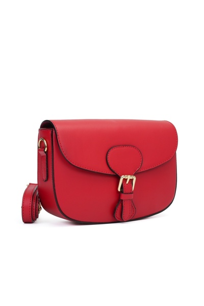 Posete Fagaras Jamila Leather Purse - Red, 1 Compartment, 1 Pocket, Adjustable Strap max. 120 cm