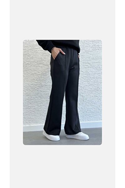 DEMOİSELLE Women's Front piped Elastic Waist Scuba Trousers