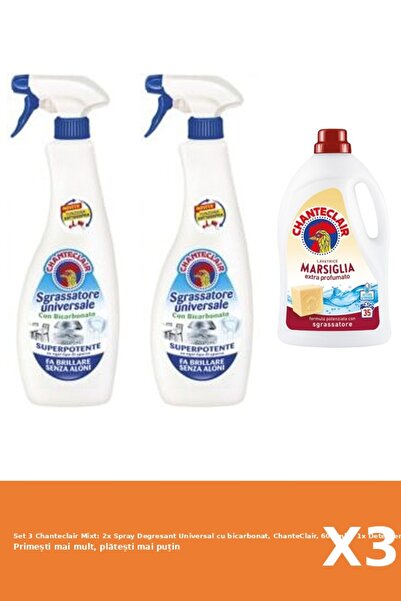 Chanteclair Set 3 Mixt: 2x Spray Degresant Universal cu bicarbonat, ChanteCla...