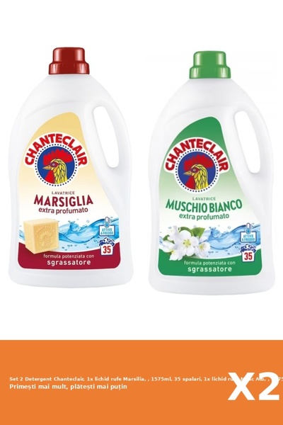 Chanteclair Set 2 Detergent Chanteclair, 1x lichid rufe Marsilia, , 1575ml, 3...
