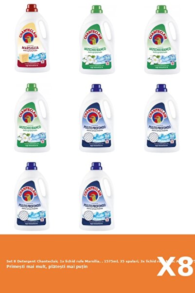 Chanteclair Set 8 Detergent Chanteclair, 1x lichid rufe Marsilia, , 1575ml, 3...