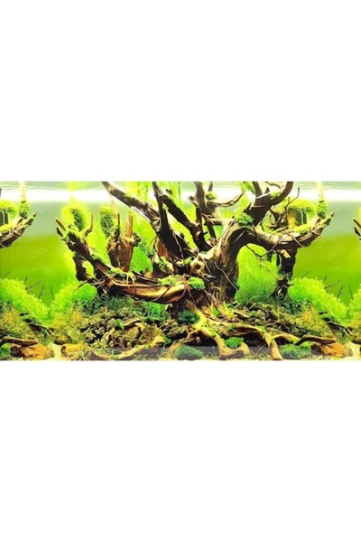 OEM Fundal pentru acvariu față-verso 28×50 cm, imprimare HD, decor dublu (marin și vegetal), rezistent la apă