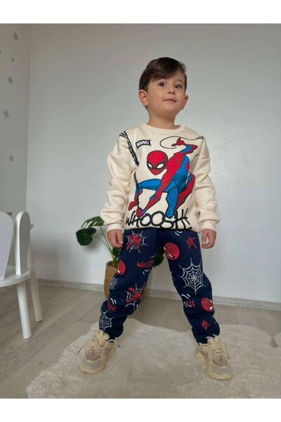 cgboutiquestylekids طقم ملابس للأولاد من Cg Kids Spiderman 3 Thread مبطن بالص...
