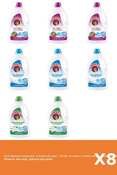 Chanteclair Set 8 Detergent Chanteclair, 3x lichid rufe Color, , 1575ml, 35 s...