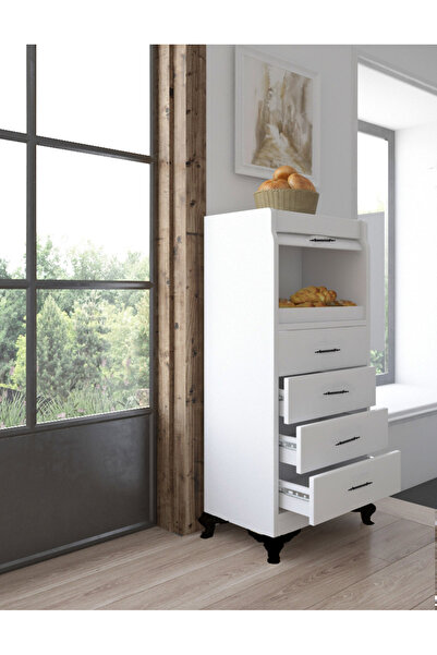 Bygolden Neva 4 Çekmeceli Çok amaçlı ekmeklik ve mutfak dolabı