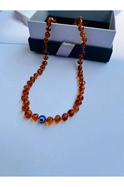 NİSSBEBE Certified Original Drop Amber Baby Kids Necklace and Adult Turquoise Bracelet