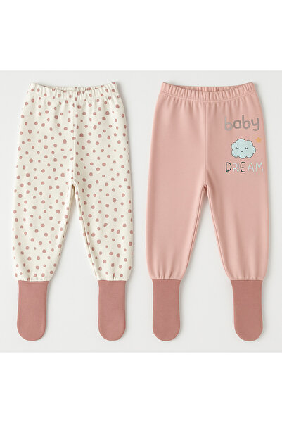 Melekpare Baby&Child Organic Booties Pants Self-Socking Bottom Pajamas Seasonal Cotton Set of 2