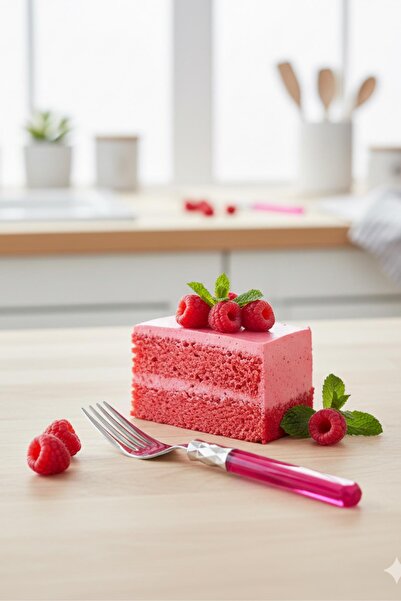 Mustran Set of 6 Stainless Steel Pink Dessert Forks