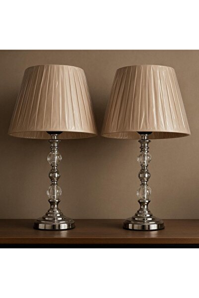 decovien 2 Pieces Crystal Stone Metal Leg Luxury Lamp Shade