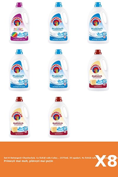 Chanteclair Set 8 Detergent Chanteclair, 1x lichid rufe Color, , 1575ml, 35 s...