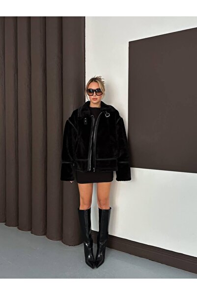 Ekim Store Fox Cashmere Plush Zippered Lamb Coat