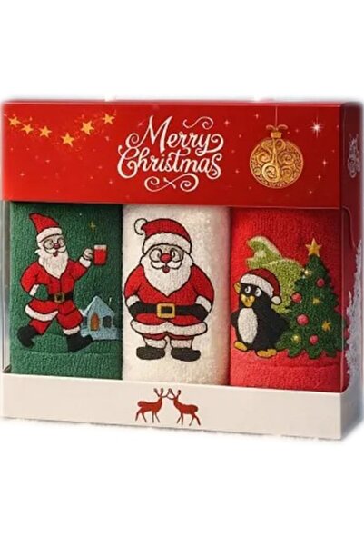 Modis Set de 3 prosoape de Crăciun, Modis, 100% bumbac premium, foarte absorbante