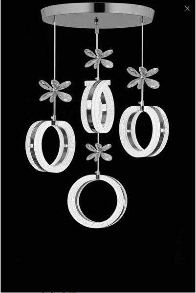 EY-EL TASARIM 4'LÜ ALYANS KROM 3 RENK MODLU KRİSTAL TAŞLI LEDLİ AVİZE