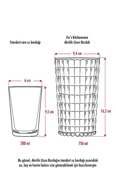 Mustran Allegra White Glass - 750 ml Single Acrylic Material - Not Glass Shatter-Resistant