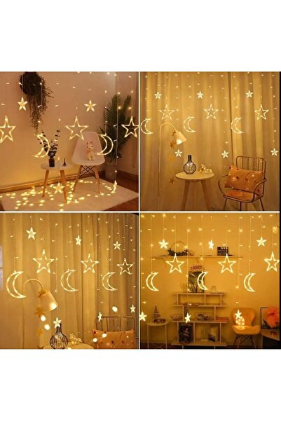 Generic Ramadan decorations: string lights with hanging stars and crescent moons, with remote control, battery operated or USB powered.