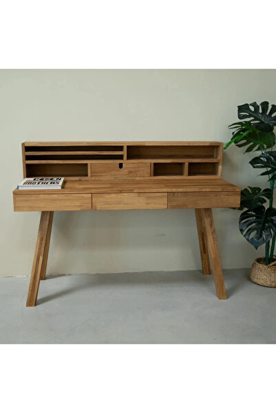 ŞafakMobilya Nordic Açık Ceviz Model Çok Amaçlı Masif Çalışma Masası