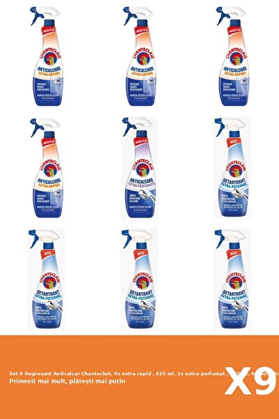 Chanteclair Set 9 Degresant Anticalcar Chanteclair, 4x extra rapid , 625 ml, 1x extra-parfumat , 625 ml, 4x Deta