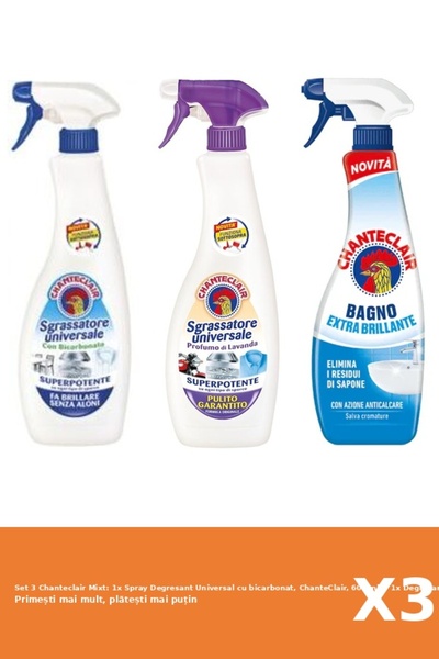 Chanteclair Set 3 Mixt: 1x Spray Degresant Universal cu bicarbonat, ChanteClair, 600 ml + 1x Degresa